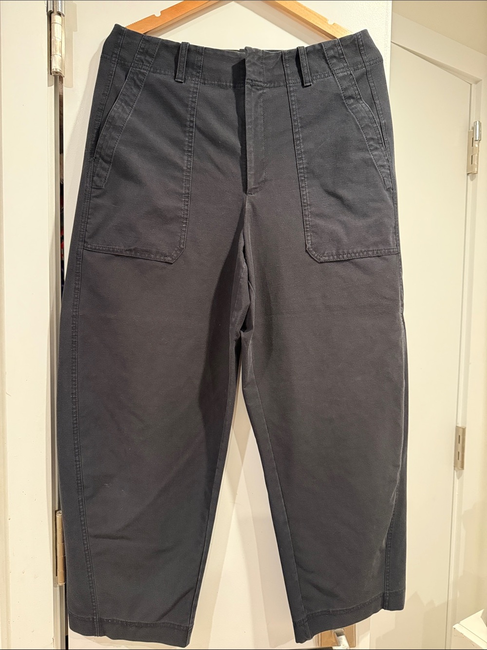 Athleta Barrel Leg Black Utility Cotton Pants